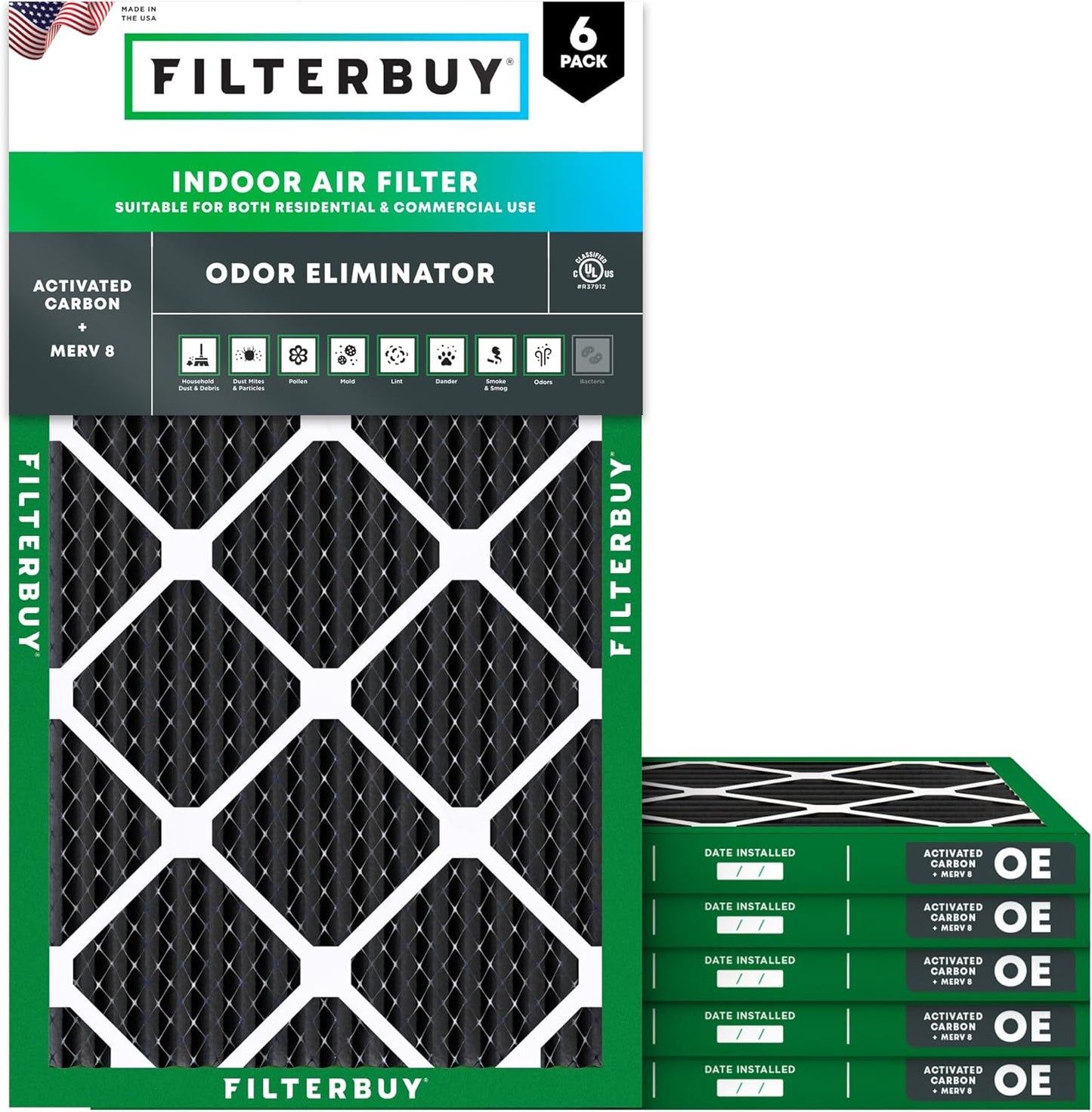Filterbuy 14x25x1 Air Filter MERV 8 for Odor & Allergy Defense