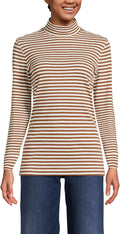 Lands' End Women's Relaxed Cotton Long Sleeve Mock Turtleneck Shirt as