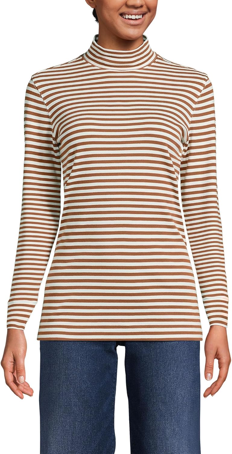 Lands' End Women's Relaxed Cotton Long Sleeve Mock Turtleneck