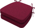 D-Shaped Chair Cushions 2 in Thick Dining Chair Pads - Wine Red