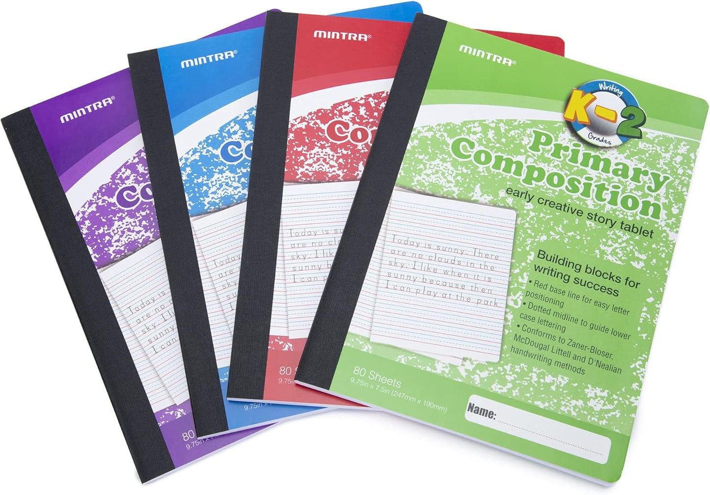 Mintra Primary Composition Notebook - 4 Pack, Full Sheet
