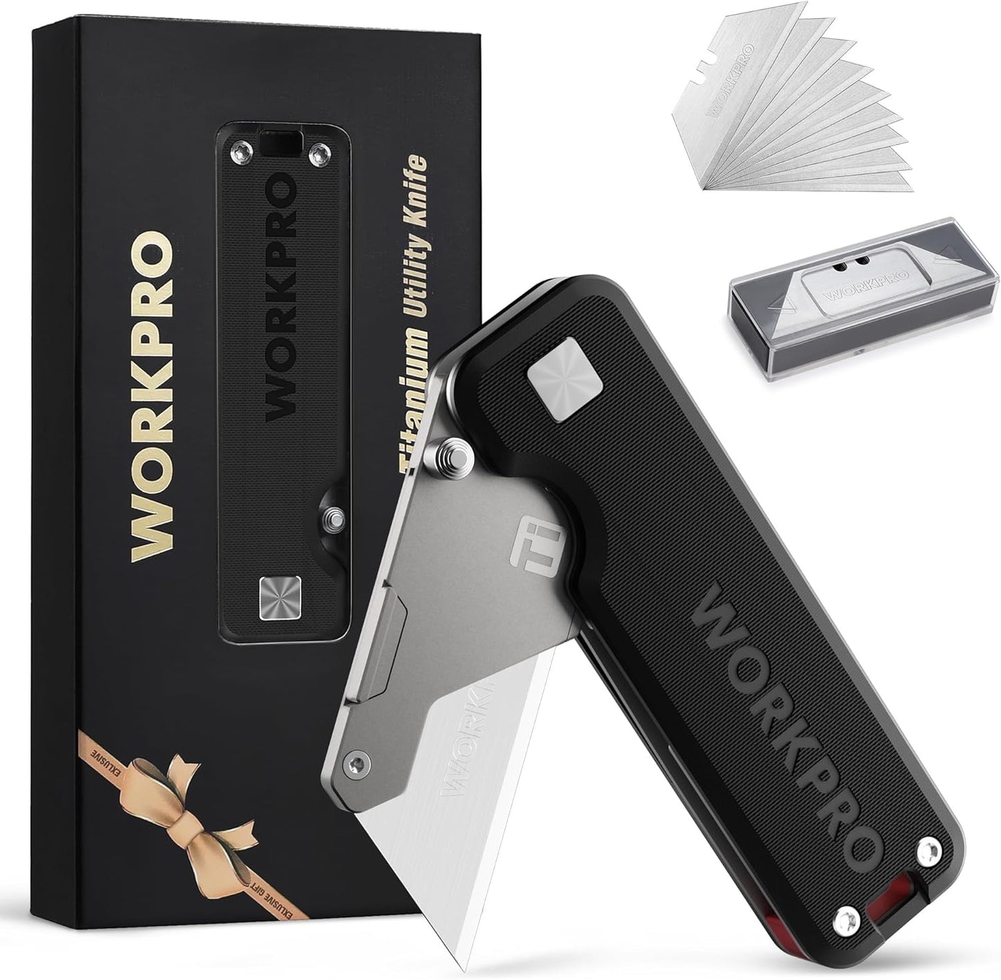 WORKPRO Premium Titanium Utility Knife for Precision Cutting