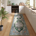 Vintage Medallion Kitchen Rugs Non Slip Washable 2ft 7inx8ft - Low