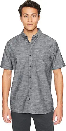 Hurley Men's One and Only Textured Short Sleeve Button Up Shirt