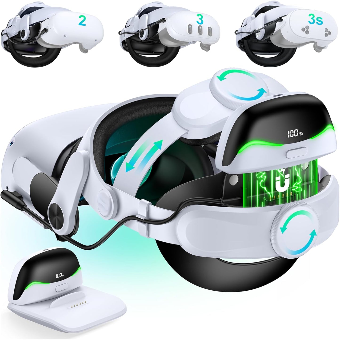 DXKK Oculus Quest 2 Head Strap with Battery Pack for Comfort