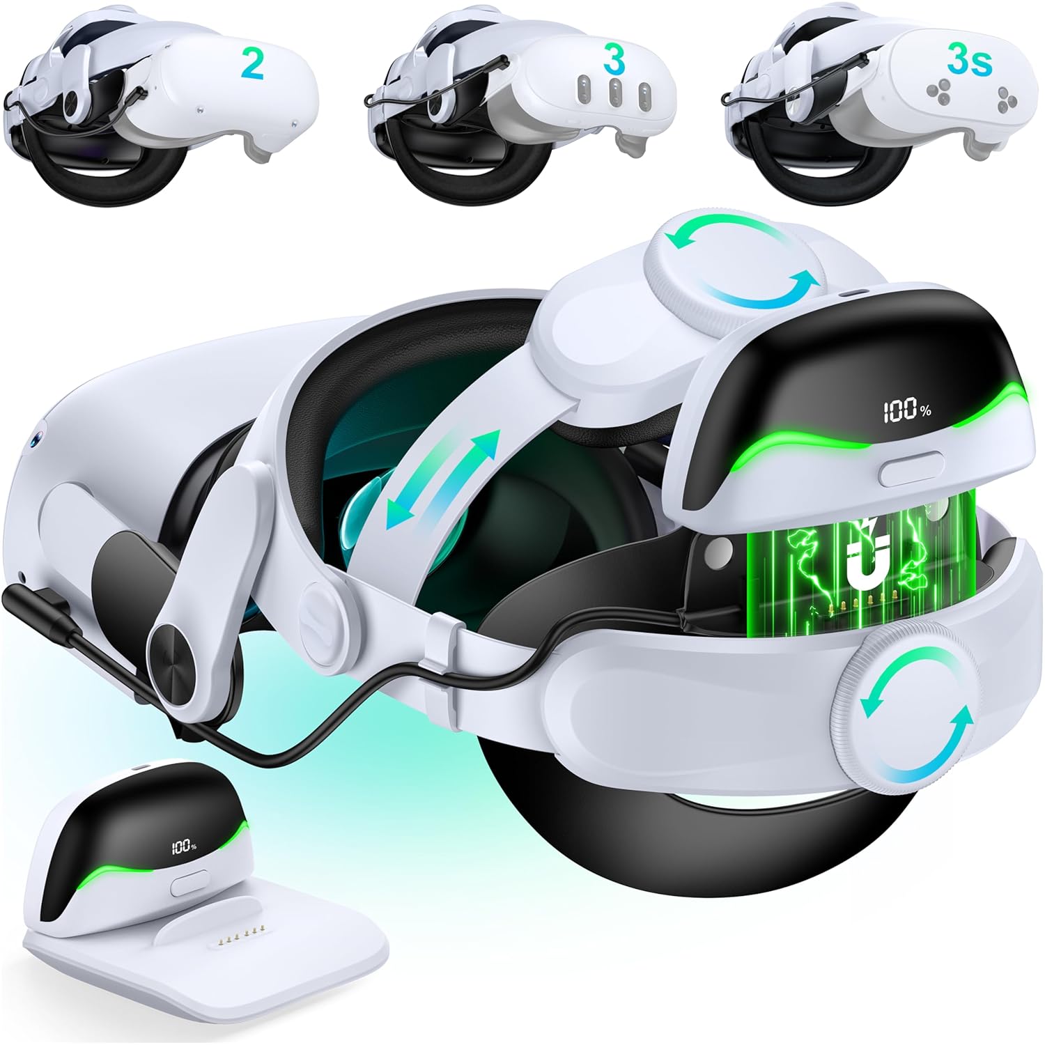 DXKK Oculus Quest 2 Head Strap with Battery Pack for Comfort