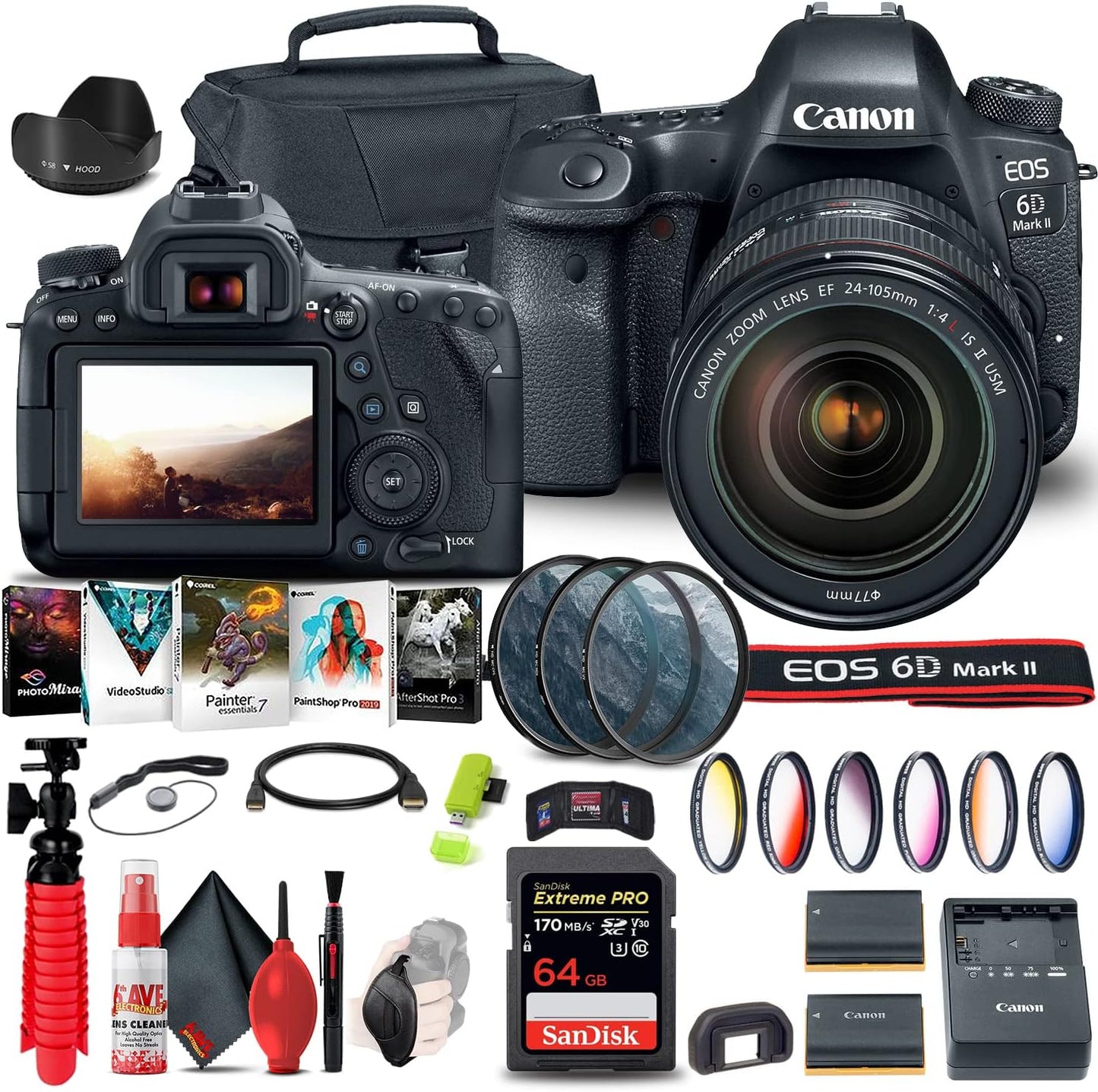 Canon EOS 6D Mark II DSLR Camera Bundle with 24-105mm Lens