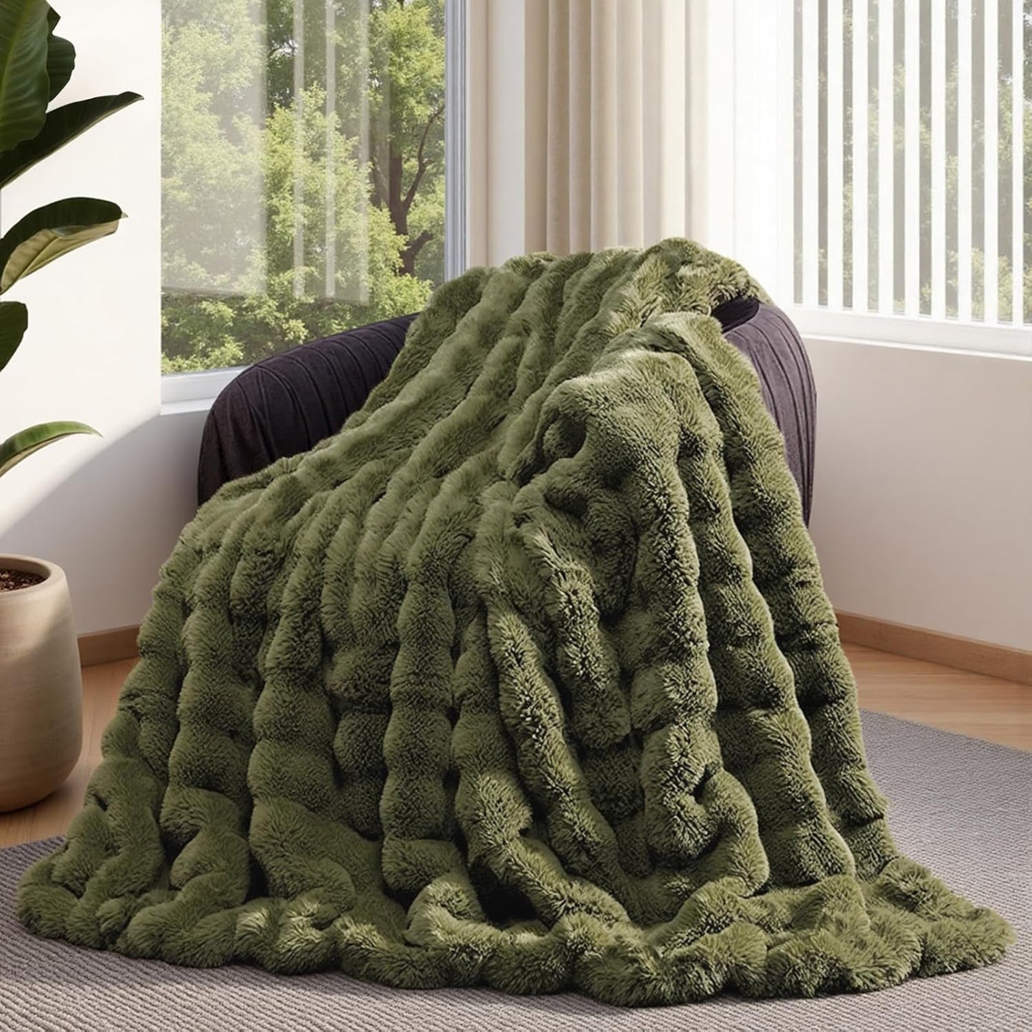 Lotus Karen Faux Fur Throw Blanket for Cozy Warmth and Style