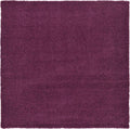Unique Loom Solid Shag Area Rug 8 ft Square Eggplant Purple - Soft
