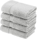 Egyptian Cotton Pile Hand Towel Set of 4 - Silver Plush Luxury