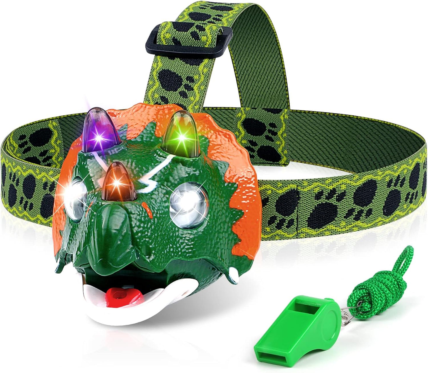 Triceratops Headlamp with Whistle - Kids Camping Essential
