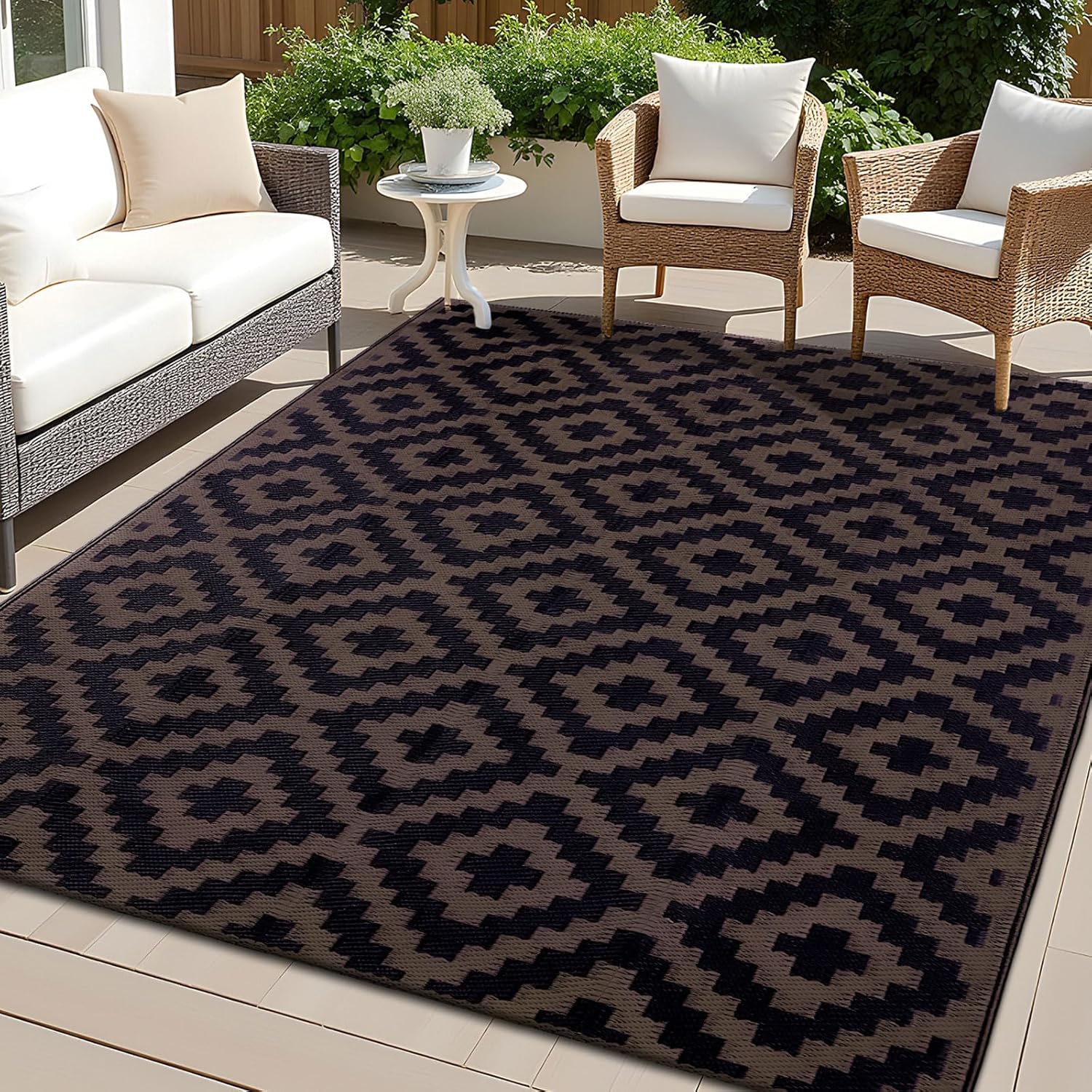 OLANLY Waterproof Outdoor Rug 5x8 ft for Camping and More