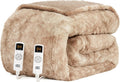 Electric Heated Blanket Queen Size Faux Fur - Fast Heating, Dual