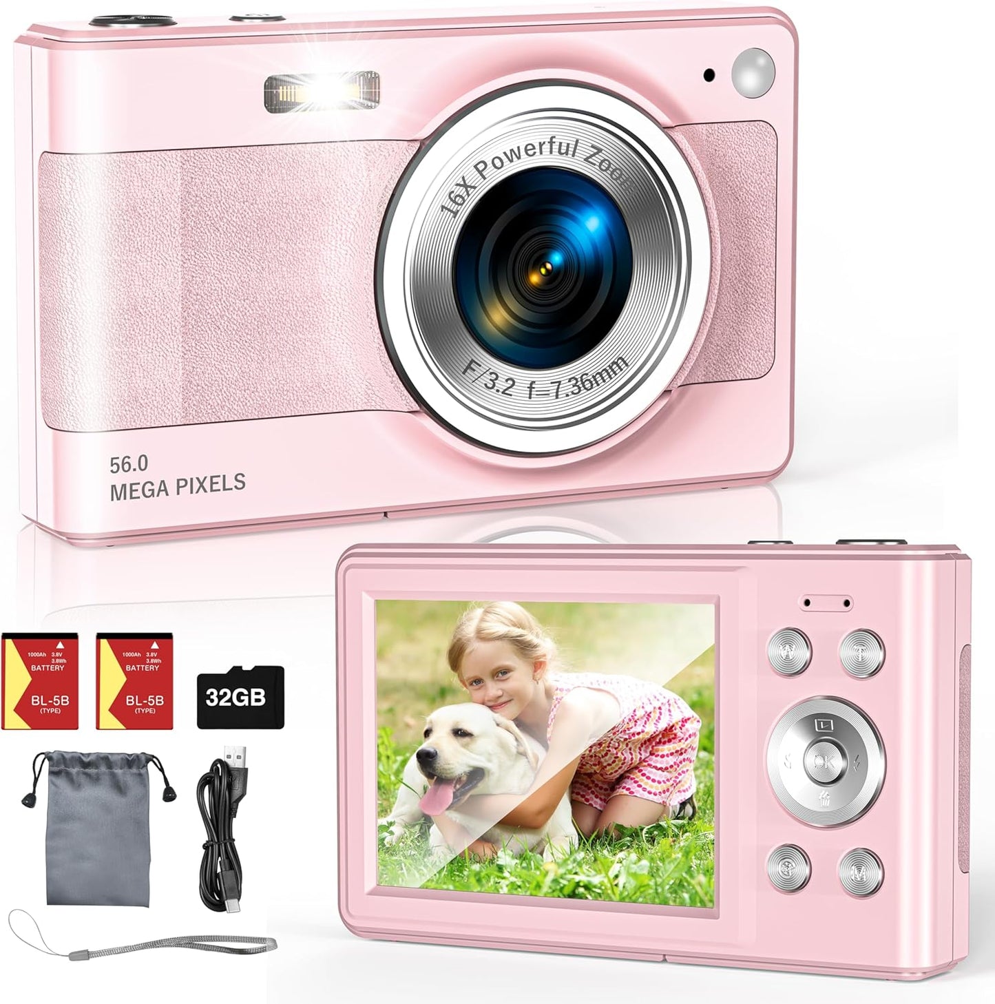 56MP Kid Camera Bundle: Zoom, Stability, Fun!