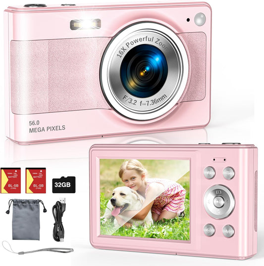 56MP Kid Camera Bundle: Zoom, Stability, Fun!
