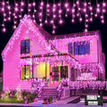 Icicle Christmas Lights Outdoor 66ft 640 LED Pink for Parties