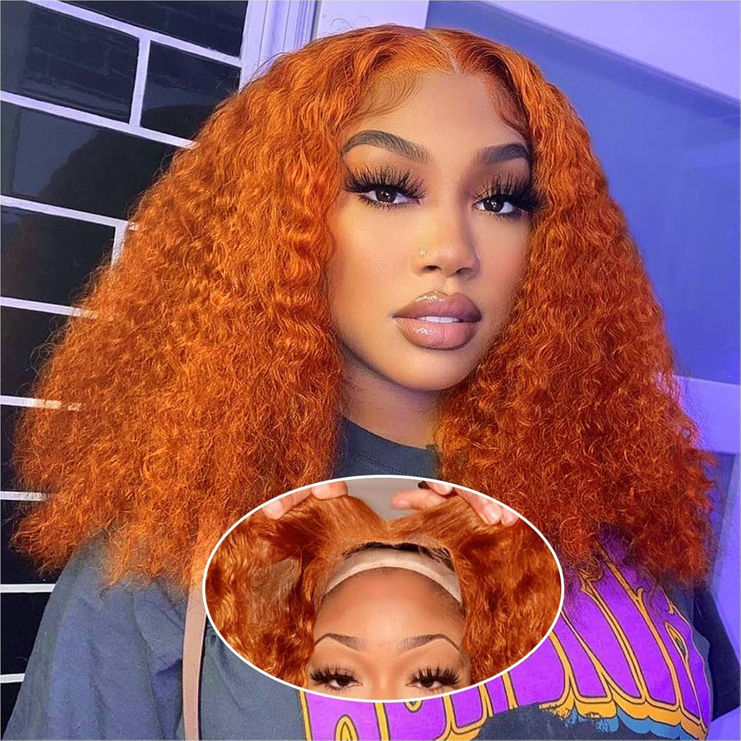 Ginger Curly Bob Wig 200% Density 5x5 Lace Closure for Women