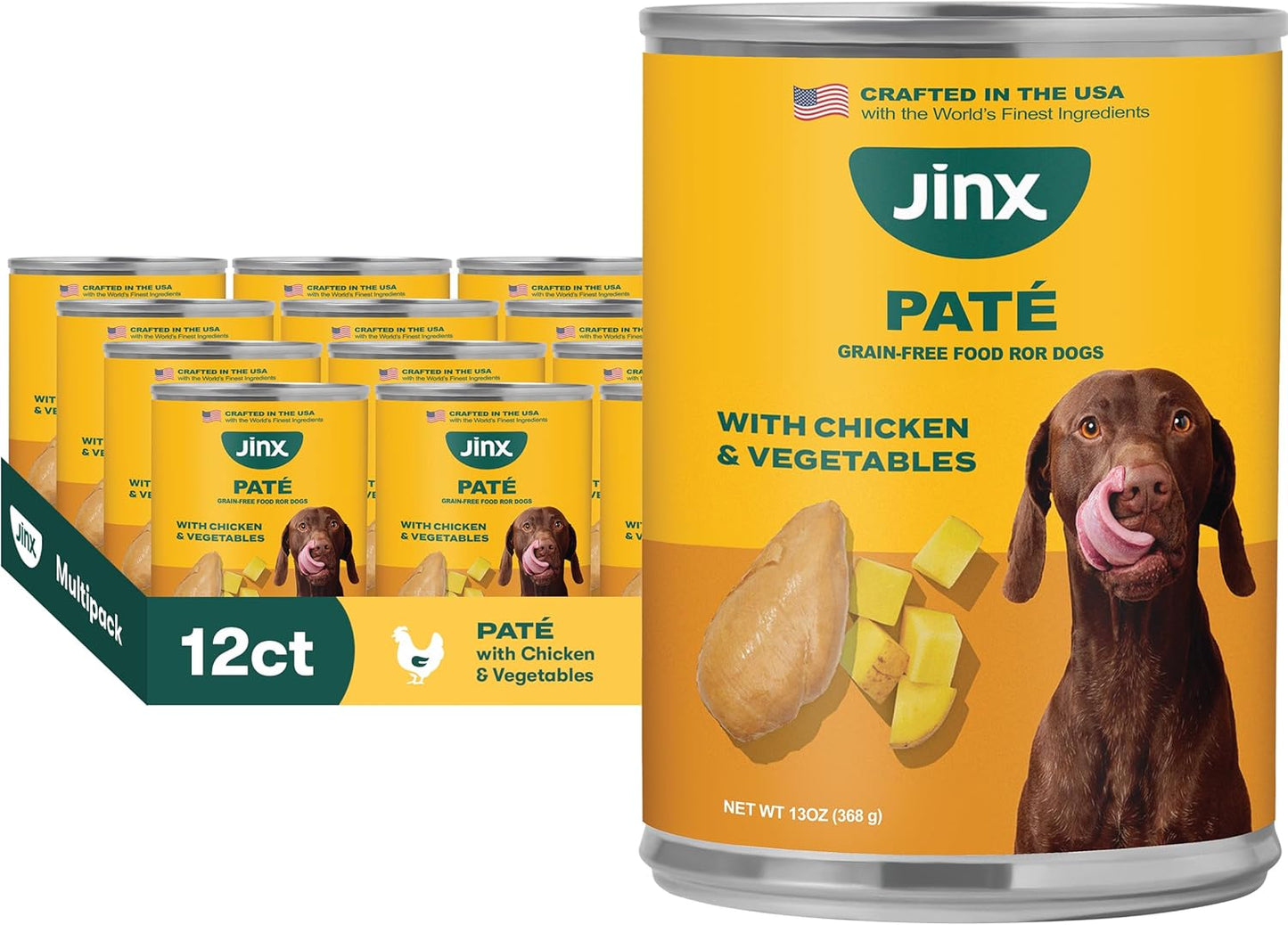 Jinx Premium Wet Dog Food Cans - Grain-Free Chicken & Veggies