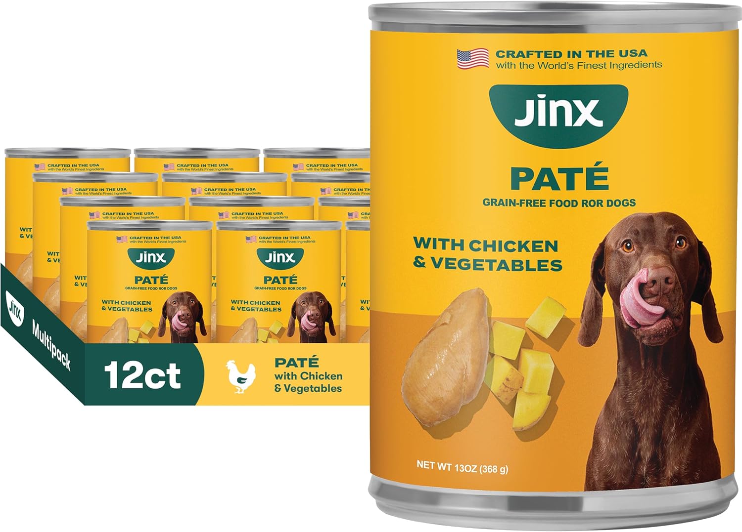 Jinx Premium Wet Dog Food Cans - Grain-Free Chicken & Veggies
