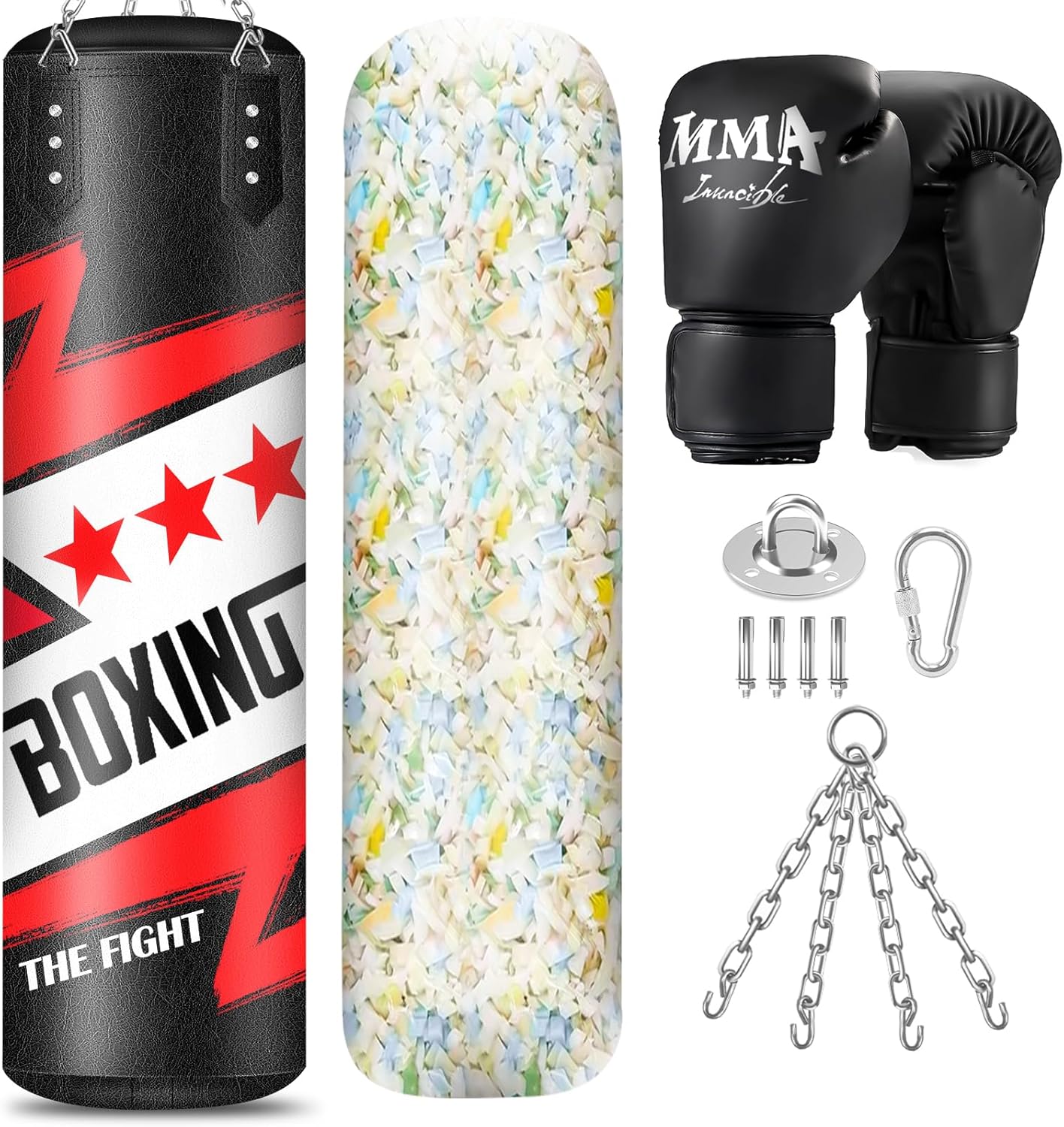 4FT Heavy-Duty Punching Bag Set - Premium Filler & Gloves for MMA Training