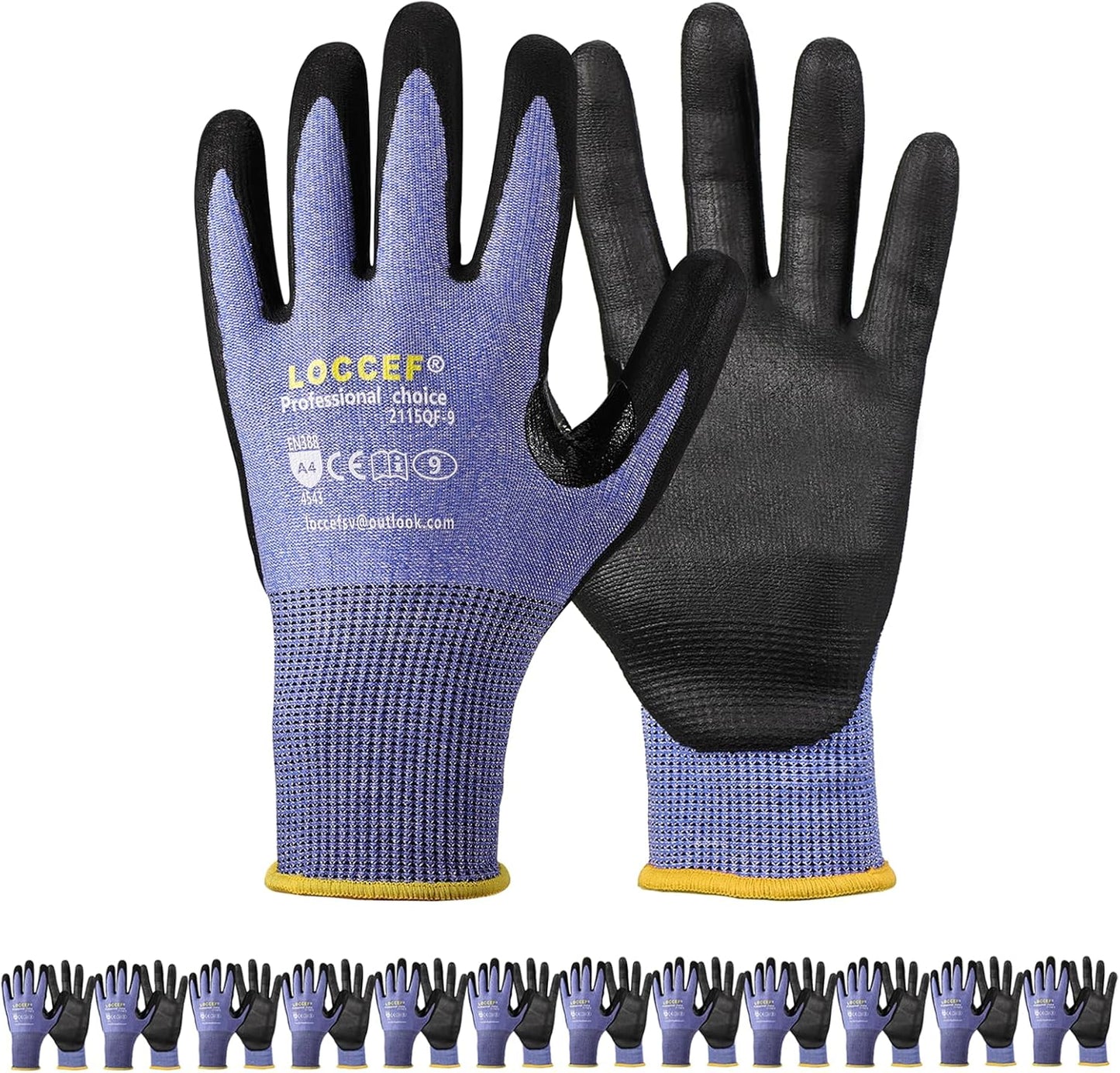 3 Pairs Cut Resistant Work Gloves with Touchscreen Compatibility