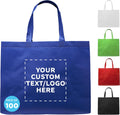 Custom Jumbo Sized Tote Bags Set of 100 - Reusable Grocery Bags