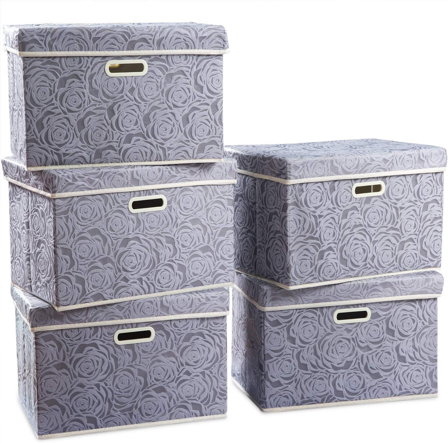 PRANDOM Large Storage Boxes with Lids for Organizing Spaces