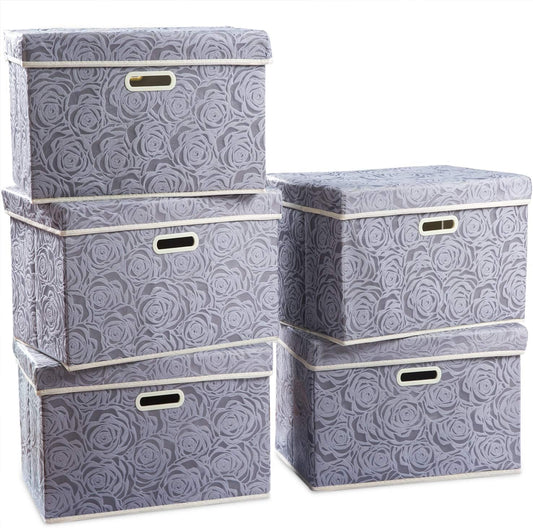PRANDOM Large Storage Boxes with Lids for Organizing Spaces