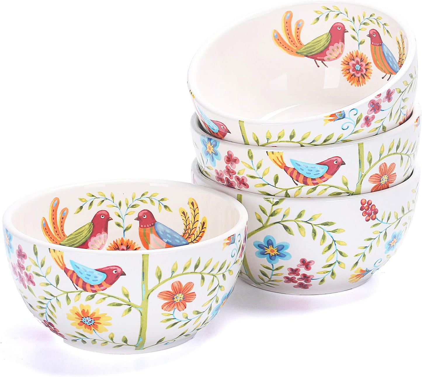 Bico Red Spring Bird Cereal Bowls Set of 4 for Stylish Dining