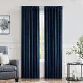 Blackout Velvet Curtain Panels - Navy Blue