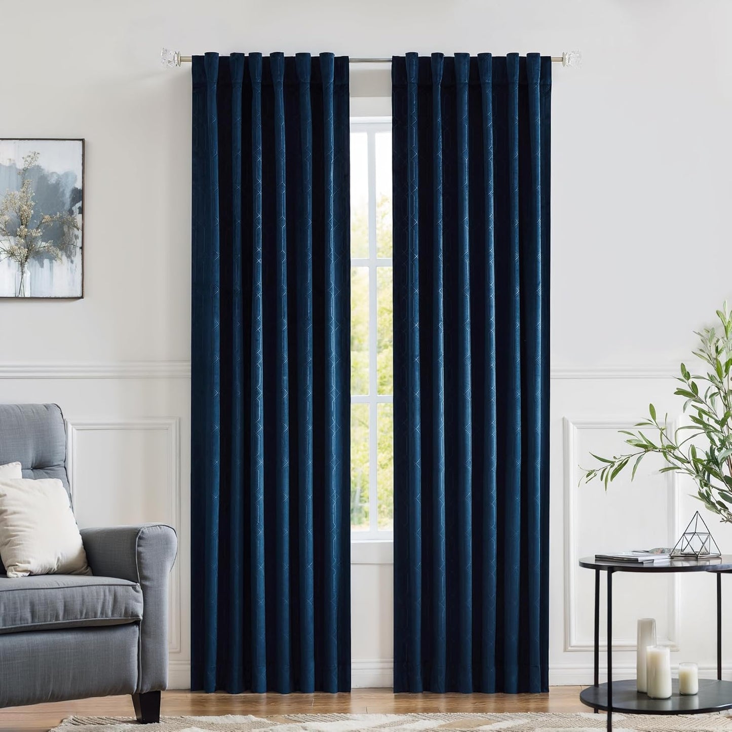 Blackout Velvet Curtain Panels - Navy Blue