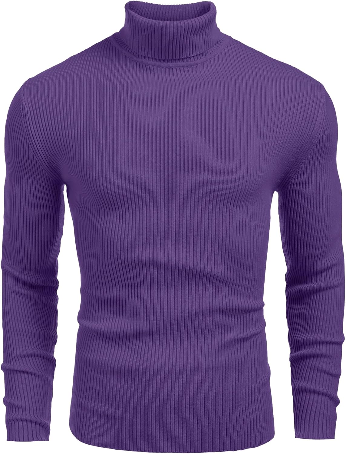 COOFANDY Mens Ribbed Slim Fit Knitted Turtleneck Sweater