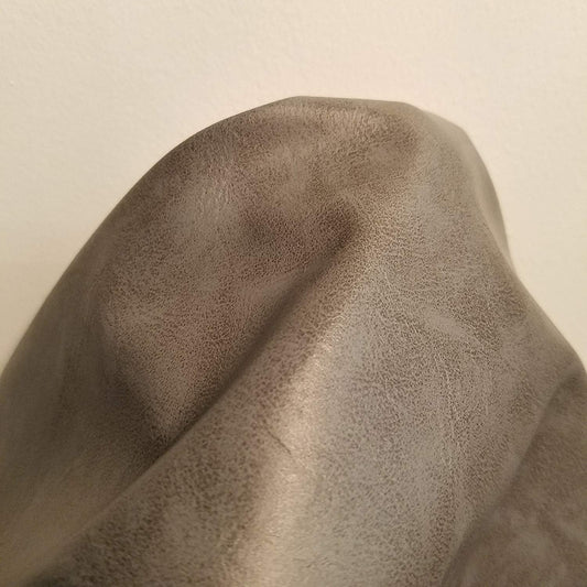 Gray Soft Faux Vegan PU Leather by The Yard for Upholstery