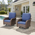 Swivel Rocker Rattan Chairs - Set of 2, Blue