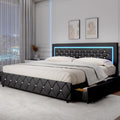 BarnFurin King Size Bed Frame with LED Lights and Storage Drawers