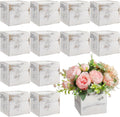 Wooden 4 in Square Planter Box Set - 12 Rustic Centerpiece Cubes