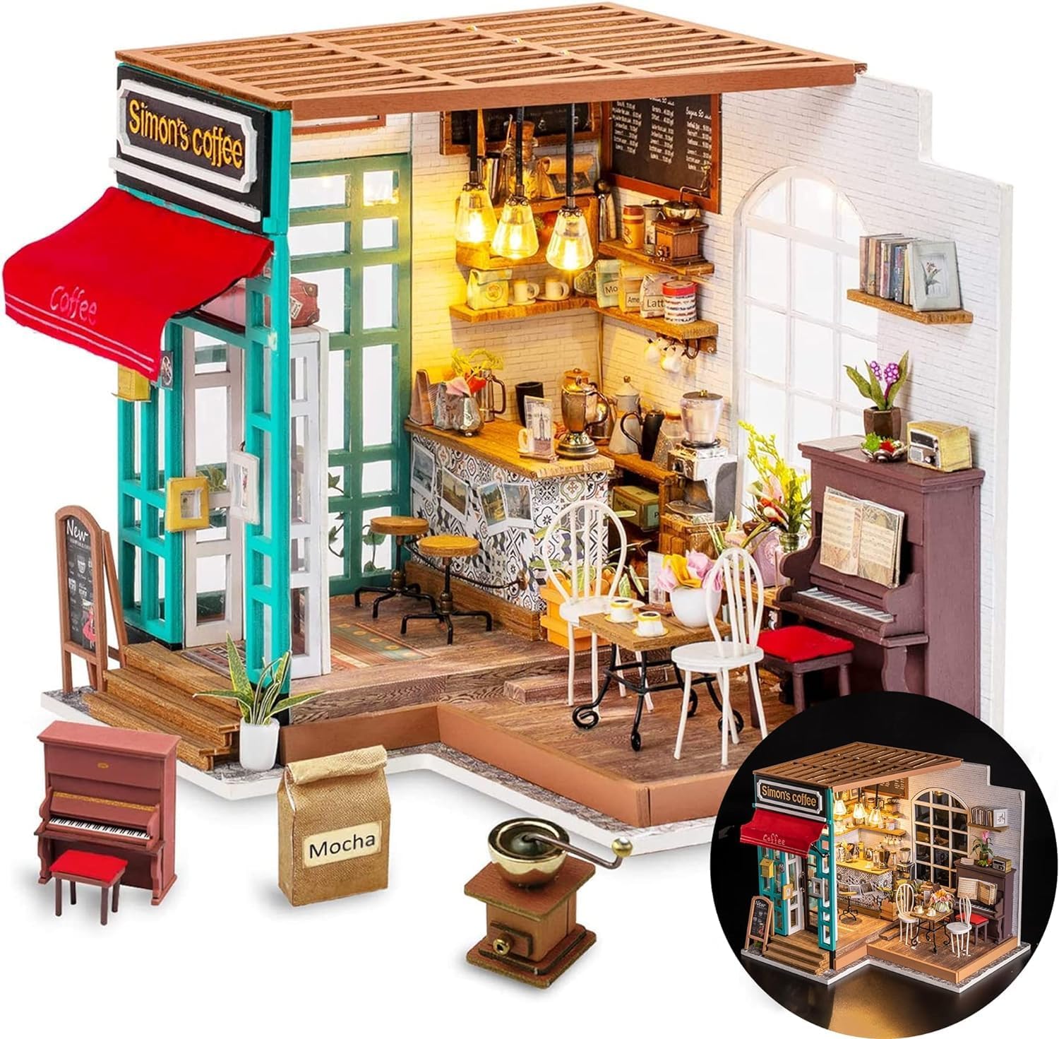 Rolife DIY Miniature Cafe House Kit for Creative Adults