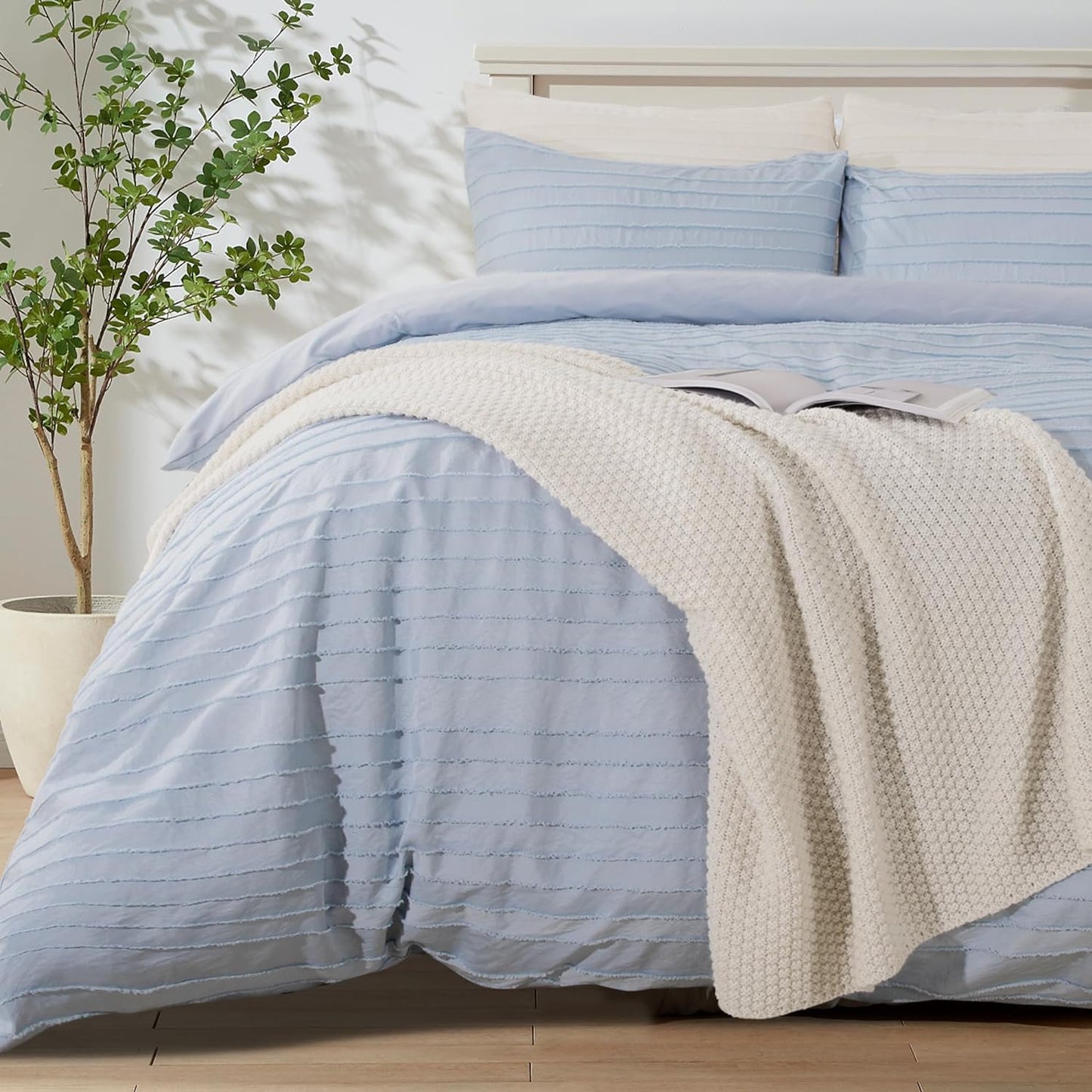 NEXHOME PRO King Size Duvet Cover Set in Blue, 3 Pieces