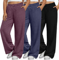 Plus Size Wide Leg Sweatpants 3-Pack - High Waist Comfort