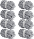 Hombys Light Grey Chunky Chenille Yarn for Crocheting & Knitting