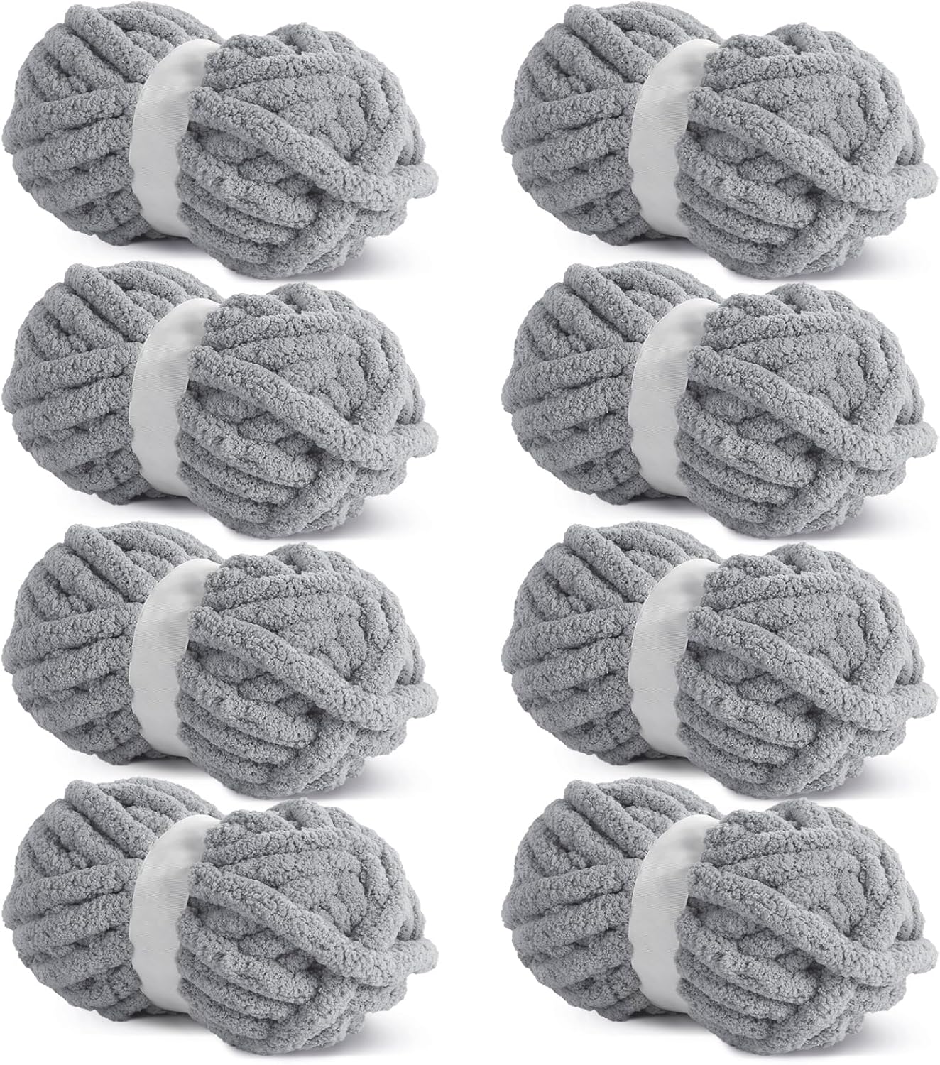 Hombys Light Grey Chunky Chenille Yarn for Cozy Knitting Projects