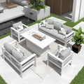 Aluminum Patio Furniture Set with Fire Pit Table - Cozy Outdoor Mix