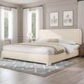 Boucle Upholstered King Bed Frame Cream - Low Profile Cloud Design