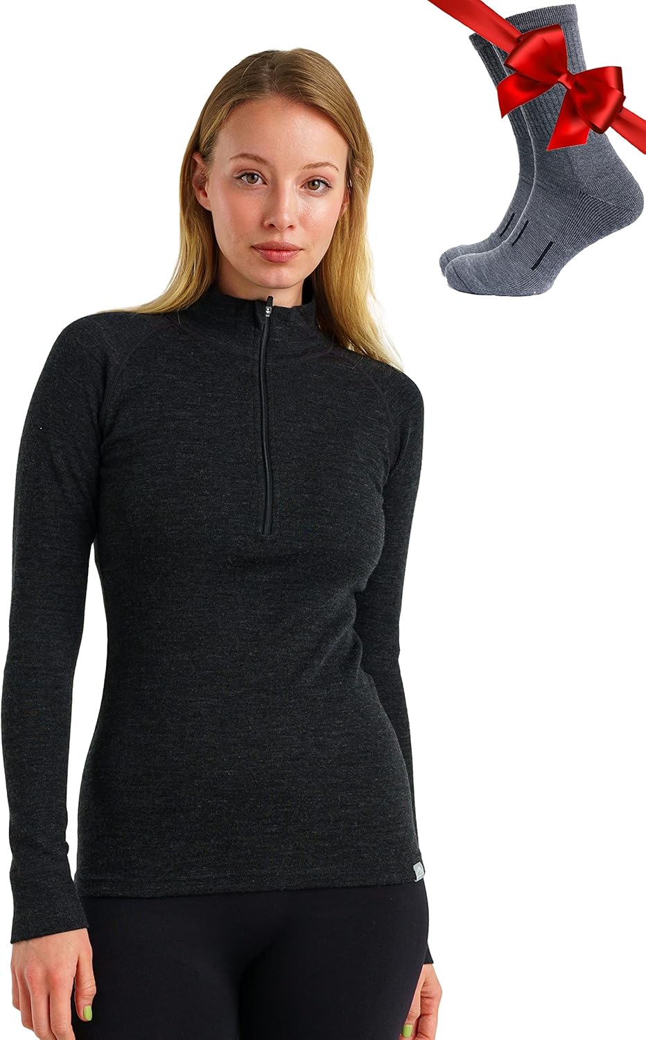 Merino Wool Base Layer Women - Comfortable Half Zip Sweater