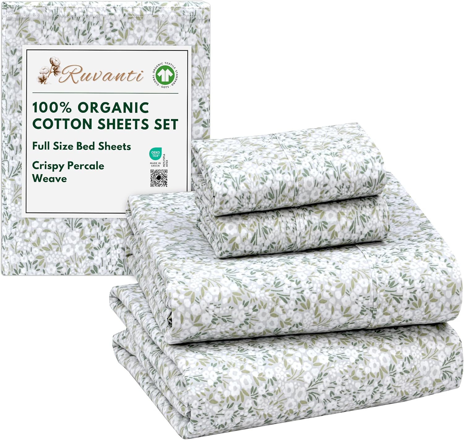 100% Organic Cotton Sheets Full Size - Crisp & Breathable Bedding