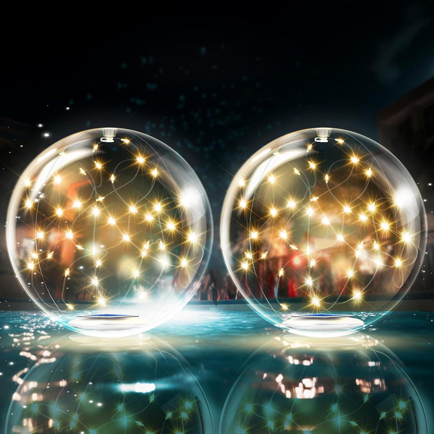 TIALLY Fairy Floating Pool Lights Solar Powered - 14in Glow Balls