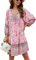 Bluetime Women's Casual Dress with Chic Boho Floral Print