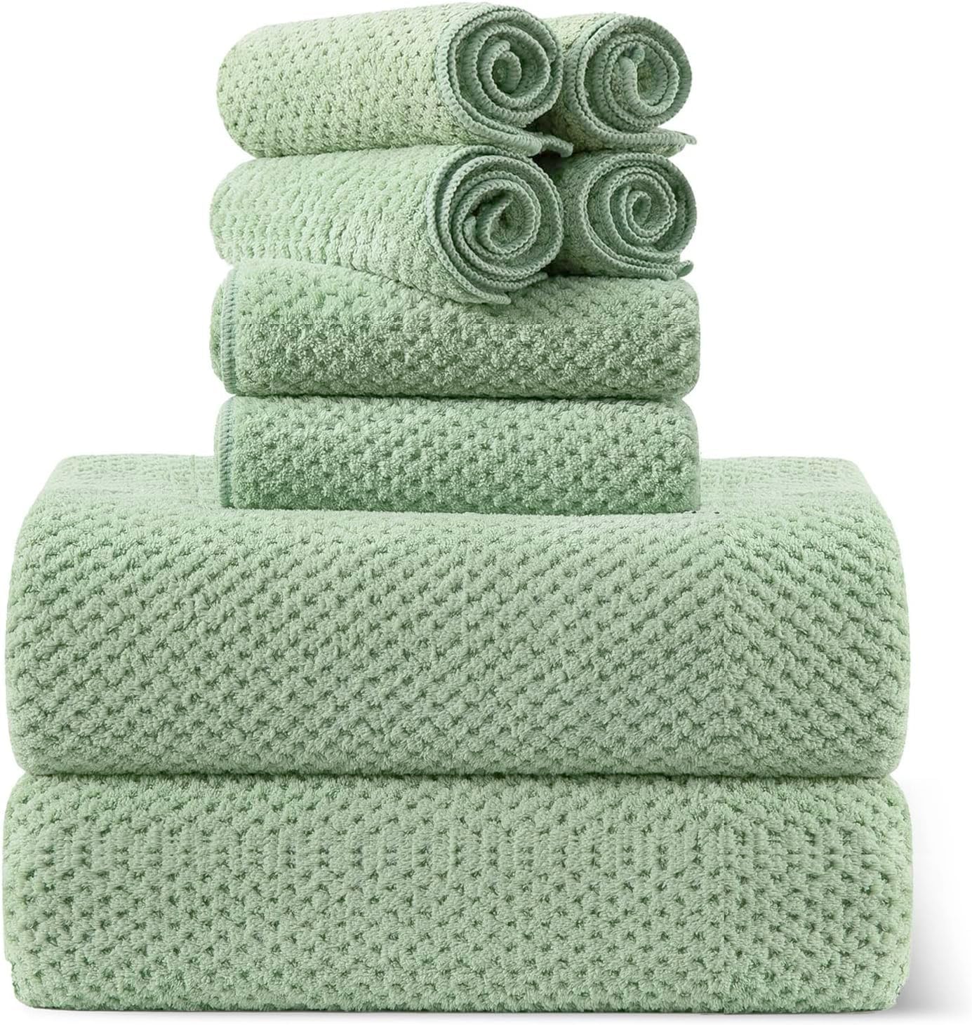 8-Piece Bath Towel Set - Ultra Soft Quick Dry Towels in Green
