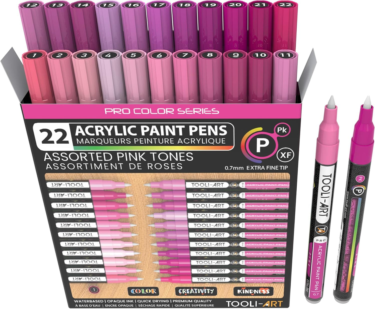 Acrylic Paint Pens Set with 22 Beautiful Pink Tones for Art
