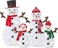 4ft 2D Snowman Family Lighted Yard Set - Twinkling LED Holiday Decor